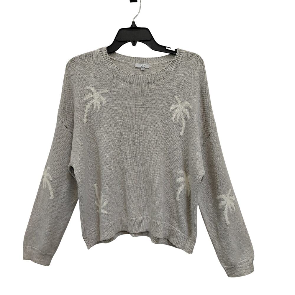 Rails Perci Heather Grey Palms Sweater L Cotton Cashmere Palm Tree Crewneck